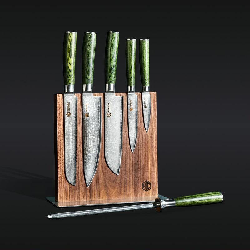 Damascus Steel Knife Set, 7-pc (Green) - HexClad