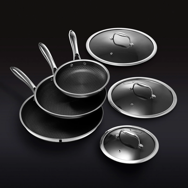 Hybrid Fry Pan Set with Lids, 6pc - HexClad